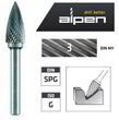 Борфреза твердосплавная скругленная ALPEN-MAYKESTAG, SPG, Ø8x63, зуб 3, привод Ø6mm 0780306108100. Фото-2